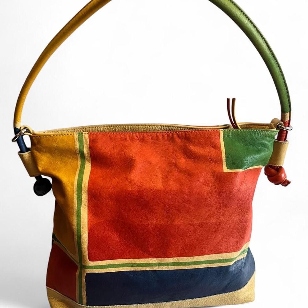 Astore Venezia Acquerello Geometric hand painted leather handbag